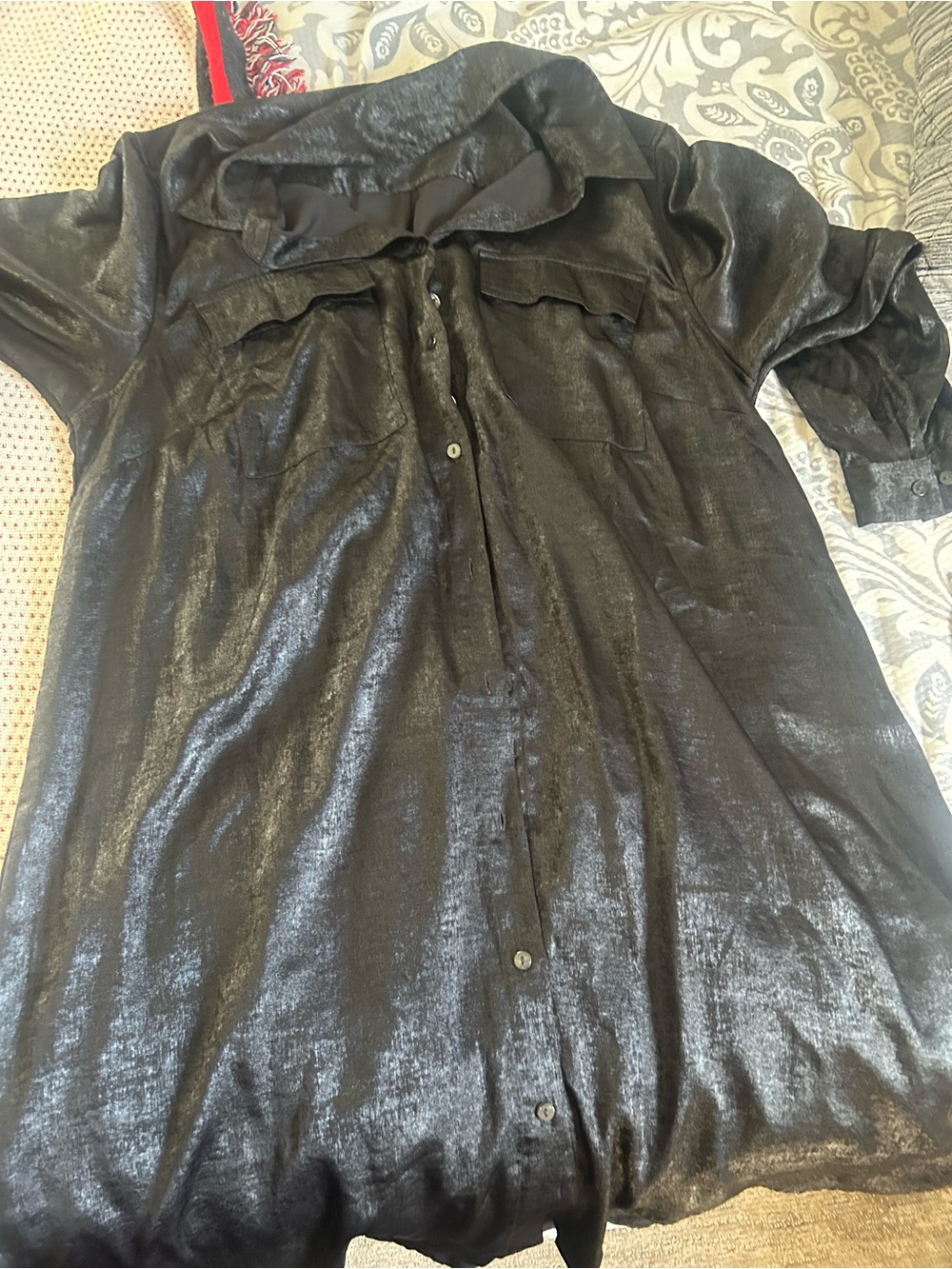 Shimmery Black Button-Up dress
